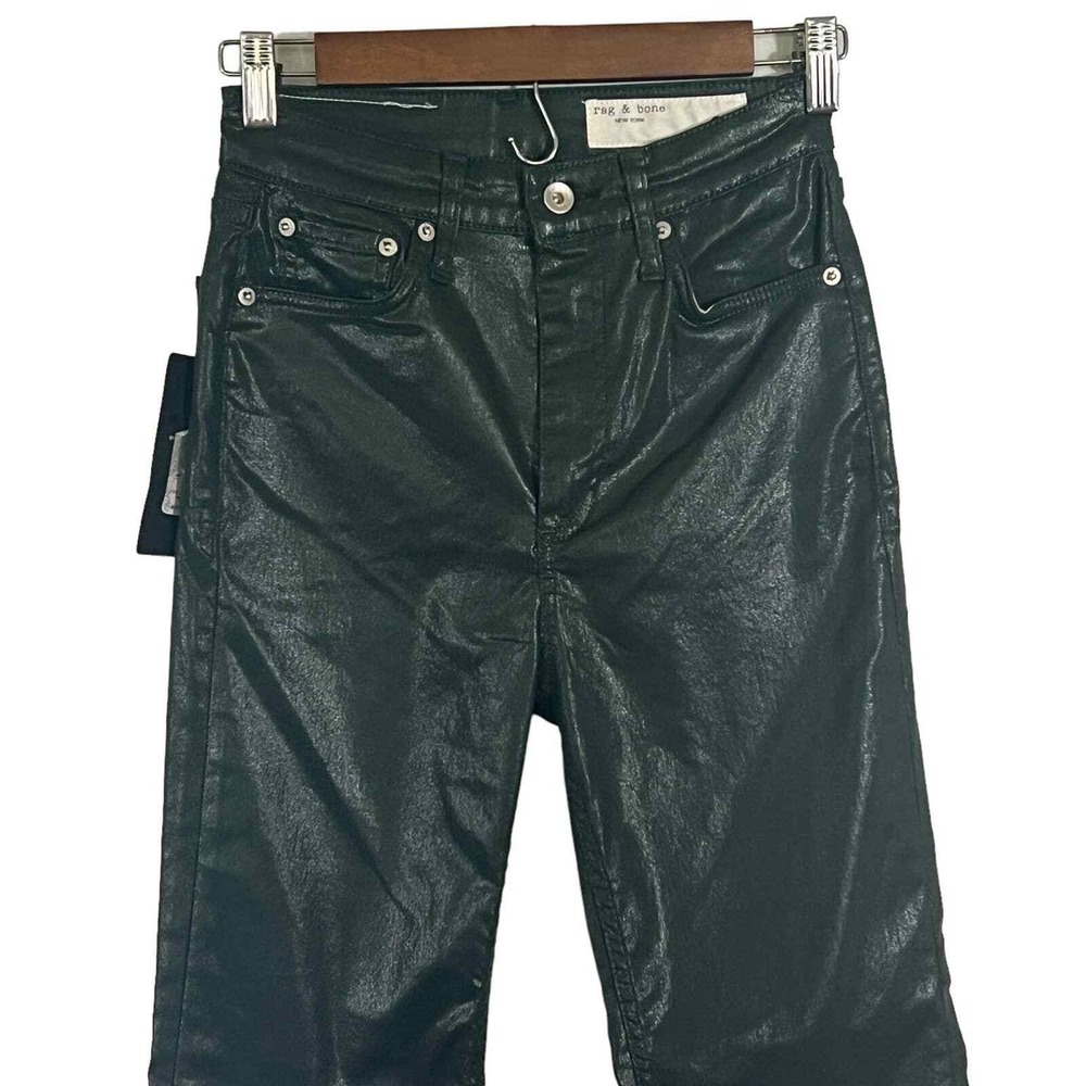 Rag Bone Casey High Rise Ankle Flare Faux Leather Pants Black Size 25 - Picture 6 of 16